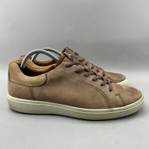 ECCO Soft 7 Street Casual Leather Shoes Men Size 11 Brown Comfort Low Sneakers